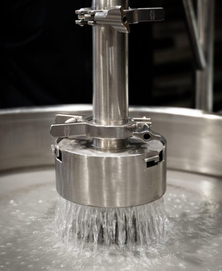 Water coming out of a solventless system's separator shower head